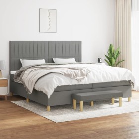 Cama box spring con colchón tela gris oscuro 200x200 cm de , Camas y somieres - Ref: Foro24-3137342, Precio: 627,99 €, Descue...