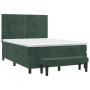 Cama box spring con colchón terciopelo verde oscuro 140x190 cm de , Camas y somieres - Ref: Foro24-3137962, Precio: 552,01 €,...