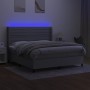 Box spring bed mattress and LED lights light gray fabric 160x200 cm by , Beds and slatted bases - Ref: Foro24-3138405, Price:...