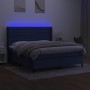 Cama box spring colchón y luces LED tela azul 160x200 cm de , Camas y somieres - Ref: Foro24-3138411, Precio: 590,78 €, Descu...