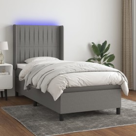 Cama box spring colchón y luces LED tela gris oscuro 80x200 cm de , Camas y somieres - Ref: Foro24-3138430, Precio: 336,78 €,...