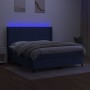 Boxspringbettmatratze und LED-Leuchten aus blauem Stoff 160x200 cm von , Betten und Lattenroste - Ref: Foro24-3138491, Preis:...