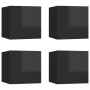 Wall living room furniture 4 pcs glossy black 30.5x30x30 cm by vidaXL, TV Furniture - Ref: Foro24-804504, Price: 110,62 €, Di...