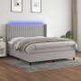 Box spring bed mattress and LED lights light gray fabric 160x200 cm by , Beds and slatted bases - Ref: Foro24-3138485, Price:...