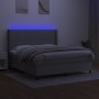 Box spring bed mattress and LED lights light gray fabric 160x200 cm by , Beds and slatted bases - Ref: Foro24-3138485, Price:...