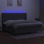 Box spring bed mattress and LED lights light gray fabric 200x200 cm by , Beds and slatted bases - Ref: Foro24-3138502, Price:...