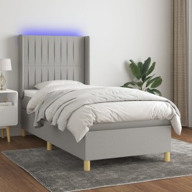 Box spring bed mattress and LED lights light gray fabric 80x200 cm by , Beds and slatted bases - Ref: Foro24-3138989, Price: ...