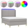 Cama box spring colchón y luces LED tela gris claro 140x190 cm de , Camas y somieres - Ref: Foro24-3139029, Precio: 524,64 €,...