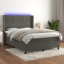 Box spring bed with mattress and LED dark gray velvet 140x190 cm by , Beds and slatted bases - Ref: Foro24-3139680, Price: 52...