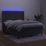 Box spring bed with mattress and LED dark gray velvet 140x190 cm by , Beds and slatted bases - Ref: Foro24-3139680, Price: 52...