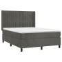 Cama box spring colchón y LED terciopelo gris oscuro 140x190 cm de , Camas y somieres - Ref: Foro24-3139680, Precio: 510,75 €...