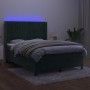 Cama box spring colchón y LED terciopelo verde oscuro 140x190cm de , Camas y somieres - Ref: Foro24-3139682, Precio: 542,59 €...