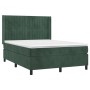 Cama box spring colchón y LED terciopelo verde oscuro 140x190cm de , Camas y somieres - Ref: Foro24-3139682, Precio: 542,59 €...