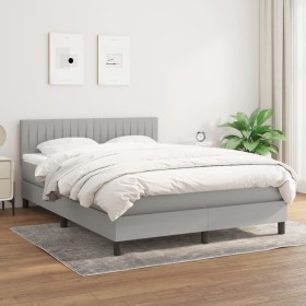 Box spring bed with light gray fabric mattress 140x200 cm by , Beds and slatted bases - Ref: Foro24-3140217, Price: 444,90 €,...