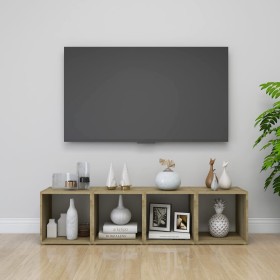 TV furniture 4 units white plywood and Sonoma oak 37x35x37cm by vidaXL, TV Furniture - Ref: Foro24-805515, Price: 47,99 €, Di...