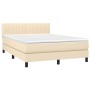 Cama box spring con colchón tela color crema 140x200 cm de , Camas y somieres - Ref: Foro24-3140222, Precio: 453,21 €, Descue...