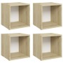 TV furniture 4 units white plywood and Sonoma oak 37x35x37cm by vidaXL, TV Furniture - Ref: Foro24-805515, Price: 59,94 €, Di...