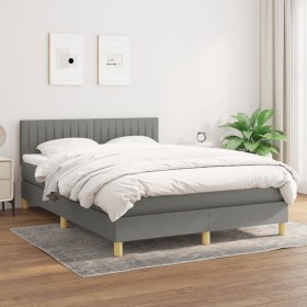 Box spring bed with dark gray fabric mattress 140x200 cm by , Beds and slatted bases - Ref: Foro24-3140778, Price: 438,84 €, ...