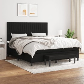 Cama box spring con colchón tela negro 160x200 cm de , Camas y somieres - Ref: Foro24-3136767, Precio: 638,99 €, Descuento: %