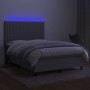 Boxspringbettmatratze und LED-Leuchten hellgrauer Stoff 140x190 cm von , Betten und Lattenroste - Ref: Foro24-3135029, Preis:...