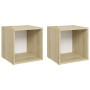 TV furniture 2 units white plywood and Sonoma oak 37x35x37cm by vidaXL, TV Furniture - Ref: Foro24-805514, Price: 28,00 €, Di...