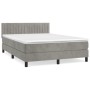 Box spring bed with light gray velvet mattress 140x200 cm by , Beds and slatted bases - Ref: Foro24-3141425, Price: 433,63 €,...