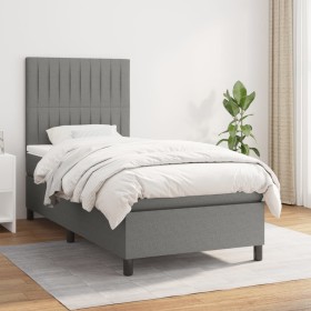 Box spring bed with dark gray fabric mattress 80x200 cm by , Beds and slatted bases - Ref: Foro24-3141890, Price: 308,62 €, D...