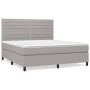 Box spring bed with light gray fabric mattress 160x200 cm by , Beds and slatted bases - Ref: Foro24-3141865, Price: 594,58 €,...