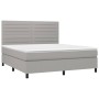 Box spring bed with light gray fabric mattress 160x200 cm by , Beds and slatted bases - Ref: Foro24-3141865, Price: 594,58 €,...