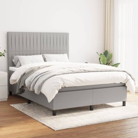 Cama box spring con colchón tela gris claro 140x190 cm de , Camas y somieres - Ref: Foro24-3141929, Precio: 490,69 €, Descuen...