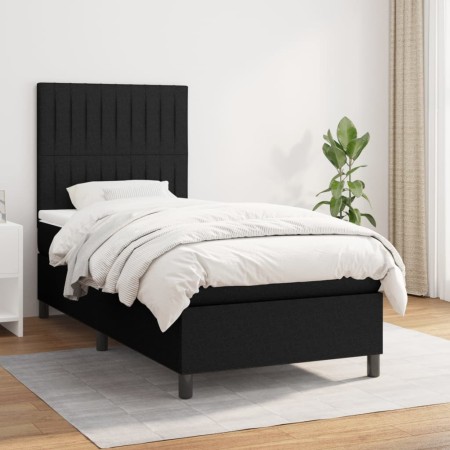 Cama box spring con colchón tela negro 100x200 cm de , Camas y somieres - Ref: Foro24-3141915, Precio: 368,65 €, Descuento: %