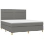 Cama box spring con colchón tela gris oscuro 160x200 cm de , Camas y somieres - Ref: Foro24-3142426, Precio: 552,28 €, Descue...