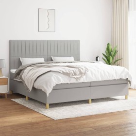 Box spring bed with light gray fabric mattress 200x200 cm by , Beds and slatted bases - Ref: Foro24-3142521, Price: 654,61 €,...