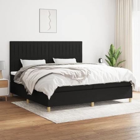 Cama box spring con colchón tela negro 200x200 cm de , Camas y somieres - Ref: Foro24-3142523, Precio: 604,44 €, Descuento: %