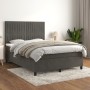 Box spring bed with dark gray velvet mattress 140x200 cm by , Beds and slatted bases - Ref: Foro24-3143146, Price: 506,43 €, ...