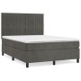 Box spring bed with dark gray velvet mattress 140x200 cm by , Beds and slatted bases - Ref: Foro24-3143146, Price: 506,43 €, ...