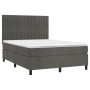 Box spring bed with dark gray velvet mattress 140x200 cm by , Beds and slatted bases - Ref: Foro24-3143146, Price: 506,43 €, ...