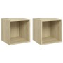 TV cabinets 2 units Sonoma oak plywood 37x35x37cm by vidaXL, TV Furniture - Ref: Foro24-805508, Price: 34,07 €, Discount: %