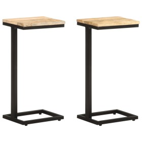 Set of 2 rough mango wood side tables 31.5x24.5x64.5 cm by , Side tables - Ref: Foro24-321970, Price: 100,94 €, Discount: %