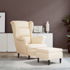 Sillón orejero y taburete de terciopelo crema de , Sillones - Ref: Foro24-3115940, Precio: 291,63 €, Descuento: %