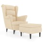 Sillón orejero y taburete de terciopelo crema de , Sillones - Ref: Foro24-3115940, Precio: 309,92 €, Descuento: %