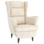 Sillón orejero y taburete de terciopelo crema de , Sillones - Ref: Foro24-3115940, Precio: 309,92 €, Descuento: %