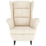 Sillón orejero y taburete de terciopelo crema de , Sillones - Ref: Foro24-3115940, Precio: 309,92 €, Descuento: %