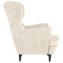 Sillón orejero y taburete de terciopelo crema de , Sillones - Ref: Foro24-3115940, Precio: 309,92 €, Descuento: %