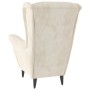 Sillón orejero y taburete de terciopelo crema de , Sillones - Ref: Foro24-3115940, Precio: 309,92 €, Descuento: %