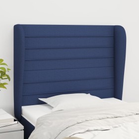 Cabecero con orejas de tela azul 83x23x118/128 cm de , Cabeceros y pies de cama - Ref: Foro24-3118076, Precio: 73,70 €, Descu...