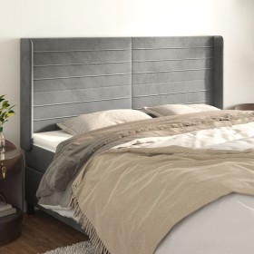 Headboard with light gray velvet ears 163x16x118/128 cm by , Headboards and footboards - Ref: Foro24-3119774, Price: 124,97 €...