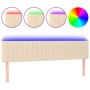 Cream fabric headboard with LED 160x5x78/88 cm by , Headboards and footboards - Ref: Foro24-3121861, Price: 66,50 €, Discount: %