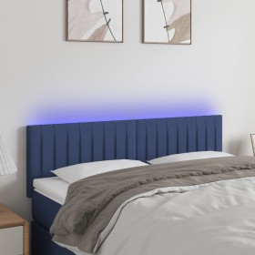 Cabecero con LED de tela azul 144x5x78/88 cm de , Cabeceros y pies de cama - Ref: Foro24-3121854, Precio: 63,99 €, Descuento: %