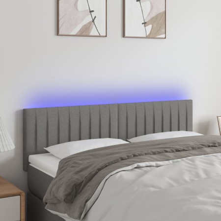 Cabecero con LED de tela gris oscuro 144x5x78/88 cm de , Cabeceros y pies de cama - Ref: Foro24-3121849, Precio: 63,17 €, Des...